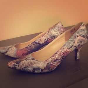 Colored snake skin heels